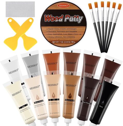Wood Furniture Repair Kit - Wood Fillers with Wood Putty, Hardwood Laminate Repair Kit, Wood Wax for Holes, Walnut Wood Scratch Repair Kit Restore Any Scratches, Cracks, Tables, Doors, Floors, Cabinet in Kuwait