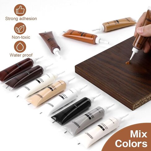 Wood Furniture Repair Kit - Wood Fillers with Wood Putty, Hardwood Laminate Repair Kit, Wood Wax for Holes, Walnut Wood Scratch Repair Kit Restore Any Scratches, Cracks, Tables, Doors, Floors, Cabinet in Kuwait