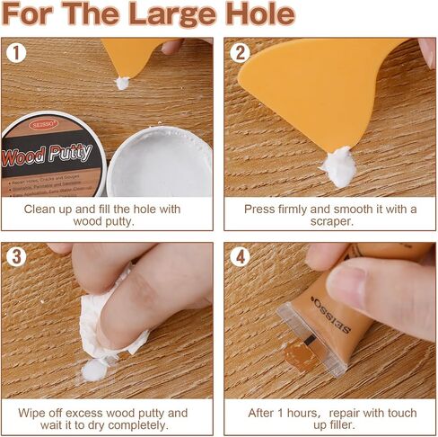 Wood Furniture Repair Kit - Wood Fillers with Wood Putty, Hardwood Laminate Repair Kit, Wood Wax for Holes, Walnut Wood Scratch Repair Kit Restore Any Scratches, Cracks, Tables, Doors, Floors, Cabinet in Kuwait