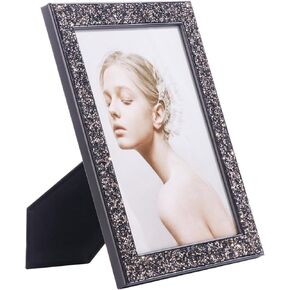 Gold Picture Frames-Sparkling Photo Frames, Decorative Reinstones Picture Frame 5 x 7 Inch ,Metal Picture Frames Glitter Photo Display for Desk or Wall,Tabletop, Counterspace, Shelf (Rose Gold, 5 x 7)