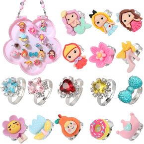 PinkSheep Little Girl Jewel Rings in Box,24 Lovely Girls Rings in Saudi Arabia