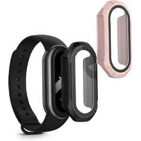 kwmobile Cover Comaptible with Xiaomi Mi Band 8 Covers - 2X Tempered Glass with Plastic Frame - Transparent