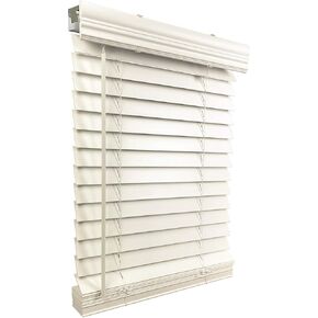 US Window And Floor 2" Faux Wood 36.5" W x 64" H, Inside Mount Cordless Window Blinds, Smooth White,CLF0103640640