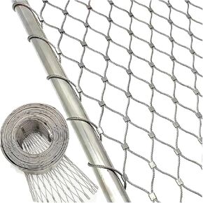 YIQIFLY 304 Stainless Steel Rope Wire Mesh 3.3x3.3ft Flexible Stainless Steel Rope Mesh Safety Net Fence Netting High Altitude Anti-Fall Netting for Zoo Cage Fence, Balcony, Stair