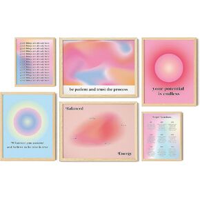 EXCOOL CLUB Aura Posters for Room Aesthetic - 16x12 Aura Wall Art Angel Number Poster, Pink Spiritual Room Decor, Gradient Colorful Angel Numbers Print, Positive Energy Pictures for Bedroom (UNFRAMED)