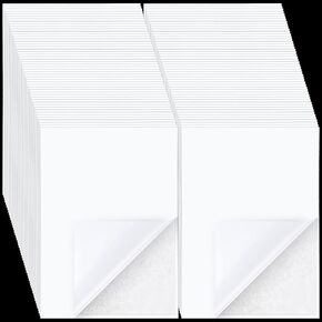 50 Pieces Double Sided Adhesive Sheets White Double Sided Tape Sheets Clear Sticky Strong Adhesive Tap Sheet for Crafts with White Liner for Photo Albums DIY Arts Handbook Making Home Decoration, A4
