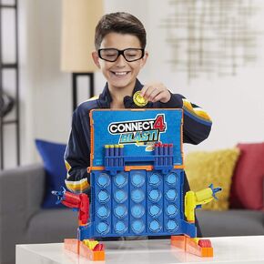 Connect 4 Blast! Game; Powered by Nerf; Includes Nerf Blasters and Nerf Foam Darts; Game for Children Aged 8 and Up