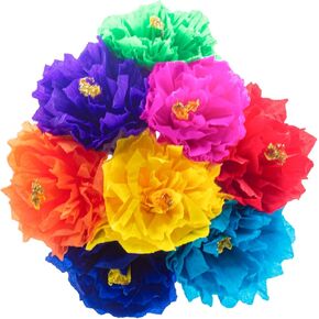 La Sol Imports Mexican Crepe Paper Flowers (8 Pack) Party Decoration Flores De Papel para Decoracion De Fiesta Multi Color (Poppies)