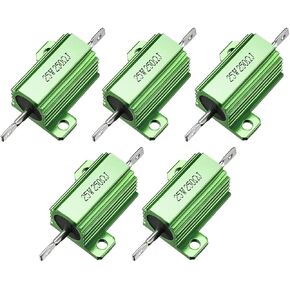 25W 250 Ohm 5% Aluminum Housing Resistor Screw Chassis Mounted Aluminum Case Wirewound Resistor Load Resistors Green 5 pcs