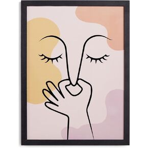 Mokof Funny Bathroom Wall Decor, Boho Modern Home Bathroom Decor, Wood Framed Wall Art for Restroom Toilet Decor, 12"x16"