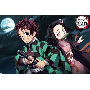 Trends International Demon Slayer - Tanjiro & Nezuko Night Wall Poster, 22.375" x 34", Unframed Version