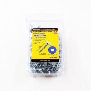 FastCap PowerHead Wood Screws with Oversized Flat Head - Self-Tapping Point - 1.5", #2 Square Drive, Zinc Finish, 200-Pack - 02202