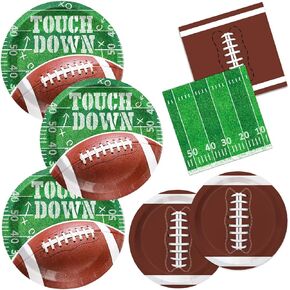 Football Party Supplies Kit Serves 50 Football Plates and Napkins Includes Dinner Plates, Dessert Plates, and Napkins for Football Birthday Party Football Tailgate Party