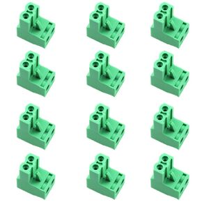 TAODAN 12PCS 5.08mm Pitch 2P Pluggable End Block Connector Socket Green Plug in Terminal Suitable for Lift Equipment and Electrical Equipment and Rail Traffic