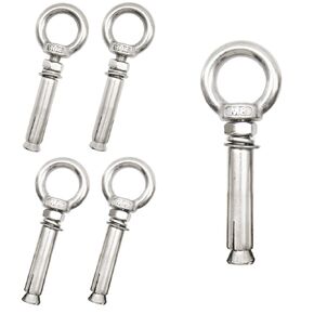 5Pcs Expansion Eye Bolt M8x80mm 304 Stainless Steel Expansion Screws Heavy Duty Ring Lifting Expansion Anchor Eyebolt Closed Hook Wall Concrete Eye Bolt Fasteners (M8*80MM)