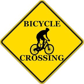 Rogue River Tactical Funny Metal Warning Bike Crossing XING Tin Sign Wall Décor Man Cave Bar Bicycle Rider