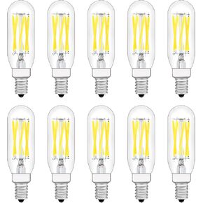 Raheem T8 LED Bulb, E12 Dimmable LED Bulb, 110v 600Lumens 3000k 60W Equivalent, Clear Glass Tubular Light Bulb, Best Replacement for Incandescent Bulb, Candelabra LED Bulbs, 10 Pack (Warm White)