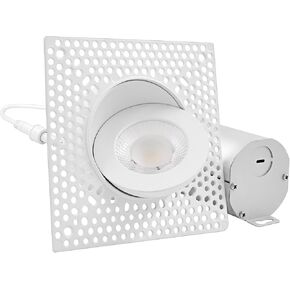 LUXRITE 3 Inch Floating Gimbal LED Trimless Recessed Lighting with Junction Box, CRI 90, 5CCT 2700K-5000K, Dimmable, 12W, 900LM, Adjustable Directional Downlight, Damp & IC Rated, ETL Listed