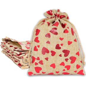 12-pack 8x10 Jute Burlap Canvas Gift Bags w/Drawstring (Golden Stars, Large) - for Presents, Party Favors, Retail, Samples by TheDisplayGuys