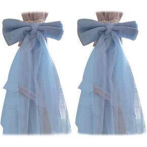 2 Pcs Lace Bow Curtain Tiebacks Fairy Fabric Curtain Tie Straps Elegant Lace Drapery Holdbacks Tie Rope for Home Office Hotel White
