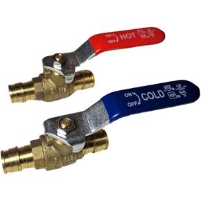 1/2 "Pex A صمام كروي للتوسيع، أحمر/ساخن وأزرق/بارد 29-5-1&2 (10)