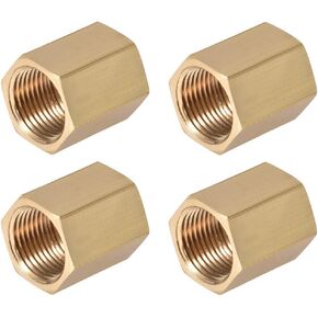 uxcell Brass Pipe Fitting Connector Straight Hex Coupler G3/8 X G3/8 Female Thread Gold Tone 4pcs