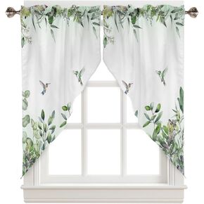Pink Cherry Swag Valance Curtains, Cherry Blossoms Branches Rod Pocket Kitchen Valance Curtains Pink Floral Scalloped Swag Curtains for Living Room Bathroom Window, 1 Pair, 28" W x 36" L