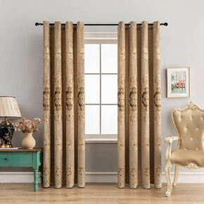 ELKCA Classical Embroidered Sheer Curtain for Living Room Luxury European Style Peacock Blue Sheer for Bedroom,Grommet Top,52" W x 96" L,2 Panels