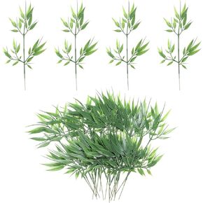 PATIKIL 13" Artificial Bamboo Leaves, 20Pcs Faux Bamboo Leaves Fake Greenery Leaf for Home Hotel Office Decoration, Green