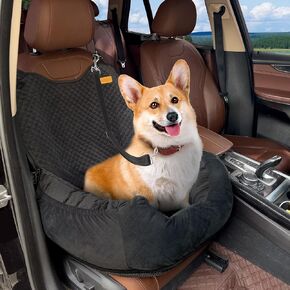 Dog Car Seat for Large/Medium Dog Pet Under 55 lbs or 2 Small Dogs Detachable Washable Travel Bed Fits Cars Trucks SUV