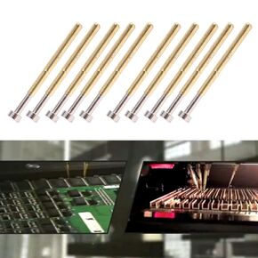 100pcs PCB Testing Pogo Pin Brass Flat Head Spring Test Probe 2.36mm/0.1in Tube Diameter 34mm/1.3in Length