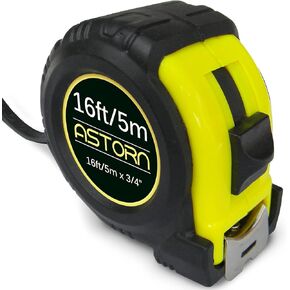 Astorn 16ft Metric Tape Measure - Auto-lock, Magnetic, Nylon-coated Blade, Solid Rubber Case - Tape-measures for Contractors & DIY