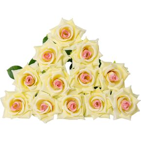 12 pcs Beautiful Silk Roses，Long Stem Fake Roses，Realistic Artificial Flowers，for DIY Wedding Bouquet Table Centerpiece Home Decor (Peacock Blue)