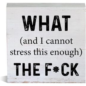 Farmhouse Funny Office Wooden Box Sign Rustic and I Cannot Stress This Enough Wood Block Tabletop Sign Desk Sign Decor for Home Office Cubicle Shelf 5 X 5 Inches