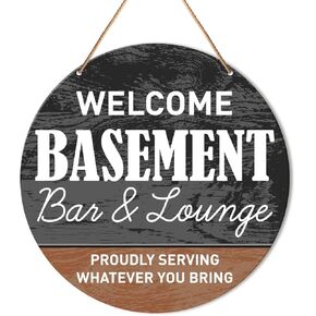 Bar Welcome Door Sign, Pub Hanging Signs Decor Farmhouse Drinking Sign Wall Decorations for Home Bar, Man Cave Bar, Kitchen, Housewarming Gift for Man Woman Beer Lover, Welcome Basement Bar & Lounge
