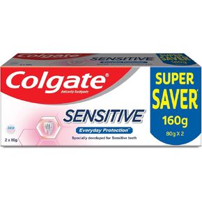 Colgate Sensitive Everyday Protection Toothpaste, Combo Pack of 160g (80g X 2), Specifically Developed for Sensitive Teeth & Healthy Gums, Colgate Toothpaste for Prevention of Cavities & Plaque in Saudi Arabia