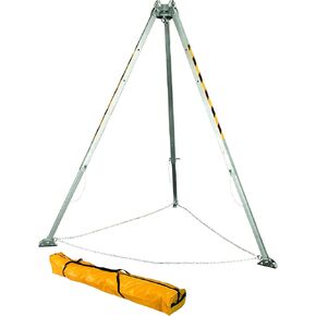 FallTech 7276 Confined Space Adjustable Aluminum Tripod, 2 Integral Head Mounted Pulleys, Click-lock Adjustment Pins, Includes storage bag, 8', Natural