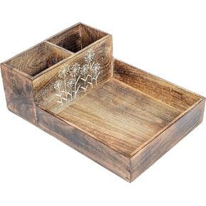 SimbaKart Wooden Napkin and Cutlery Organizer Large, Spoon, Fork, Knives and Napkin Holder - Stylish and Sturdy, Napkin and Tableware Dispenser for Home