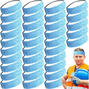 Pasimy 40 Pcs Disposable Sweatband for Work Cooling Sweatband Liner Soft Headbands for Men Women Work Hardhat Helmet Sports, Size 8.7 x 1.6 x 0.12 Inches (Blue)