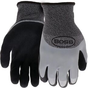 BOSS Men's Tactile Barrier Dual Layer Latex Coated Work Gloves, Water Resistant, Superior Grip, Tear Resistant