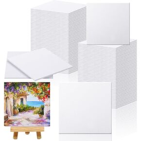Moinchore 100 Pcs Mini Canvas Panel 4 x 6 Inch Art Painting Canvas Panels Cotton Blank White Small Canvas Acid Free Canvas Boards for Painting for Kids Watercolor Acrylic Oil Paint