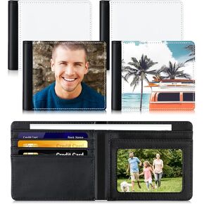 Sanwuta 4 Pieces Sublimation Wallets Blanks for Men Heat Transfer Sublimation Wallet Bulk Christmas Thank You Gifts Wallets with Card Windows for Father's Day Gifts Office Travel Supplies
