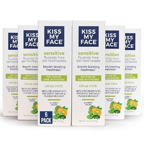 Kiss My Face Super White Toothpaste Gel, Cool Mint Flavor, Removes Plaque and Stains, Teeth Whitening Toothpaste, Fluoride Free, Vegan, 4.5 oz, 3 Pack