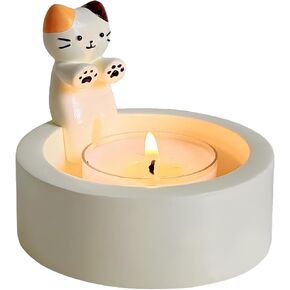 Cartoon Kitten Candle Holder, Kitten Warming Paws Cute Scented Light Holder Cat Resin Candle Holder Candlestick Home Decoration for Tealight(Color:B)