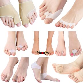 RitMoment B1 Bunion Pads Set - Bunion Corrector, Toe Separators, Yoga Toes Corrector and Spacer, Toe Straightener, Forefoot and Heel Pads - All-in-one Alignment and Comfort - 9 Pairs