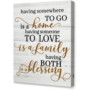 LISTNGBO Family Home Blessing Wall Art Decor,Having Somewhere to go is a Home Canvas Frame Print for Home Kithcen Living Room Decor,Farmhouse Family Pictures for Living Room