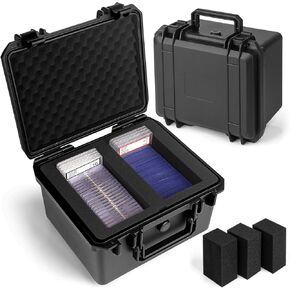 Bheddi Waterproof Graded Card Storage Box Compatible with PSA CSG BGS SGC Magnetic Card Holder and Top Loaders, Sports Card Case with Three Custom Graded Card Case Compartments