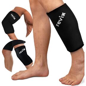 REVIX Shin Compression Sleeve for Shin Splints, Calf Ice Wrap for Legs Reusable Ice Pack for Elbow, Arm & Knee Pain Relief, Hot Cold Therapy for Sports Injury Recovery & Sprains