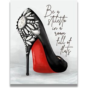 Govivo Be A Stiletto In A Room Full Of Flats - Shoes Fashion Quote Wall Decor Art Print on a light gray background - unframed artwork printed on photograph paper