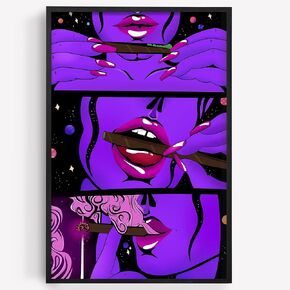 LOVEDMORE Hippie Cool Girl Wall Art Poster,Trippy Aesthetic Room Decor,Cool Wall Art Canvas,Hippy Wall Decor for Bedroom Living Room Dorm (Unframed, 16x24 inch)